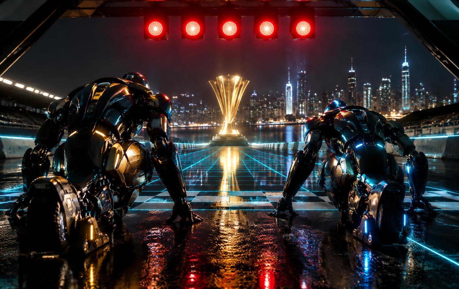 Two distinct autonomous robots on the P.AI Games starting grid
