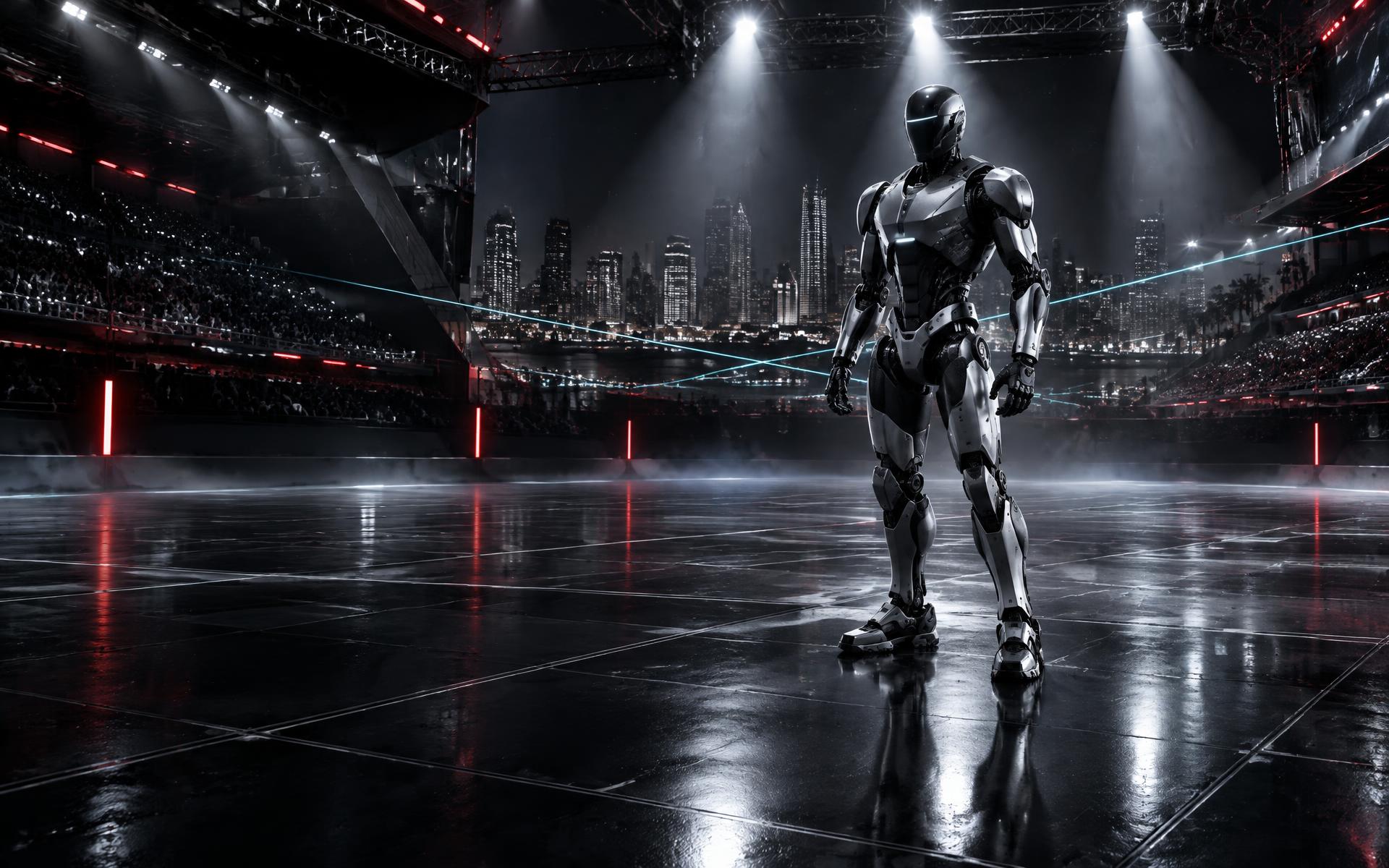 Advanced competition robot on the P.AI Games arena grid